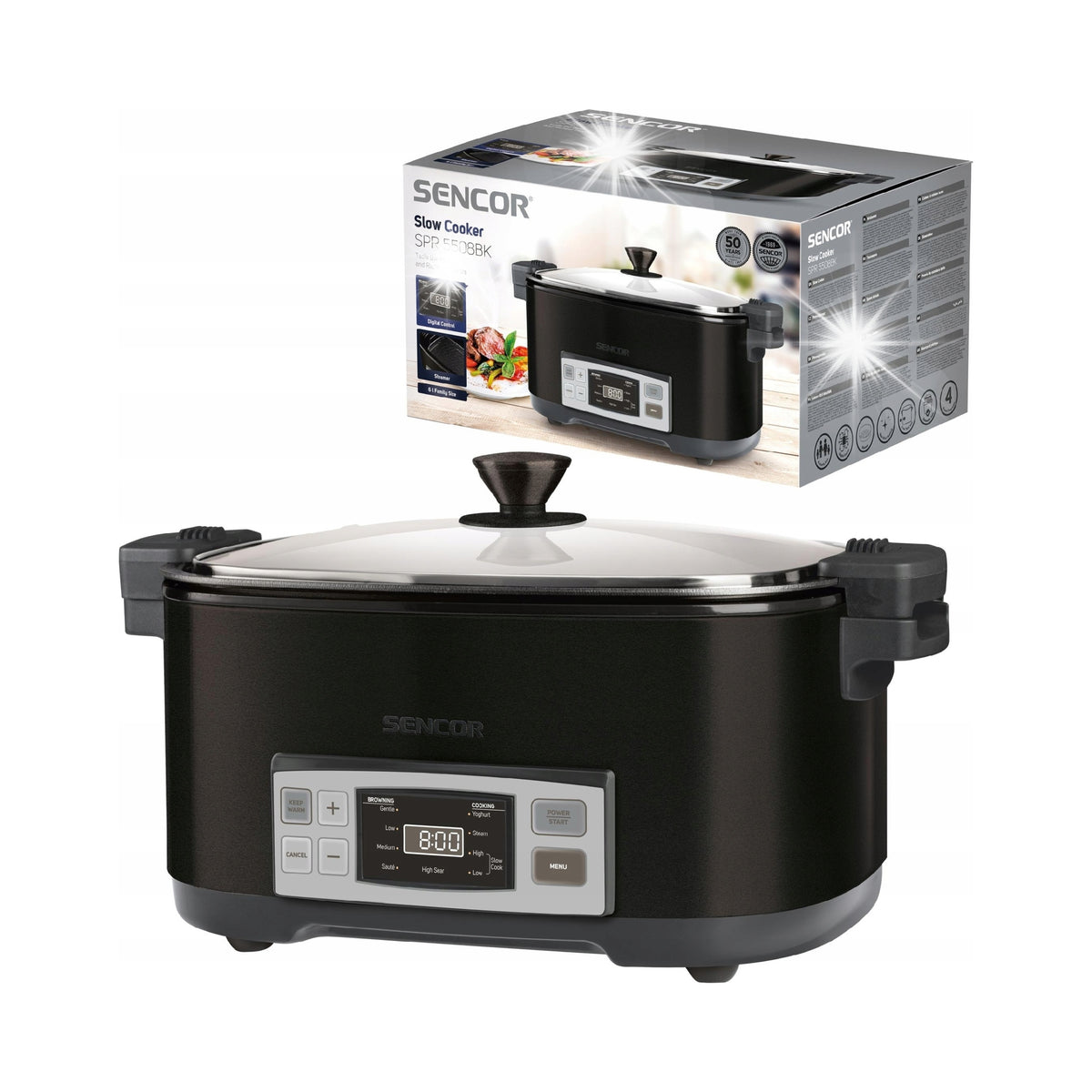 Multifunctional slow cooker pot with thermostat 7L 1350W Sencor SPR 5508BK