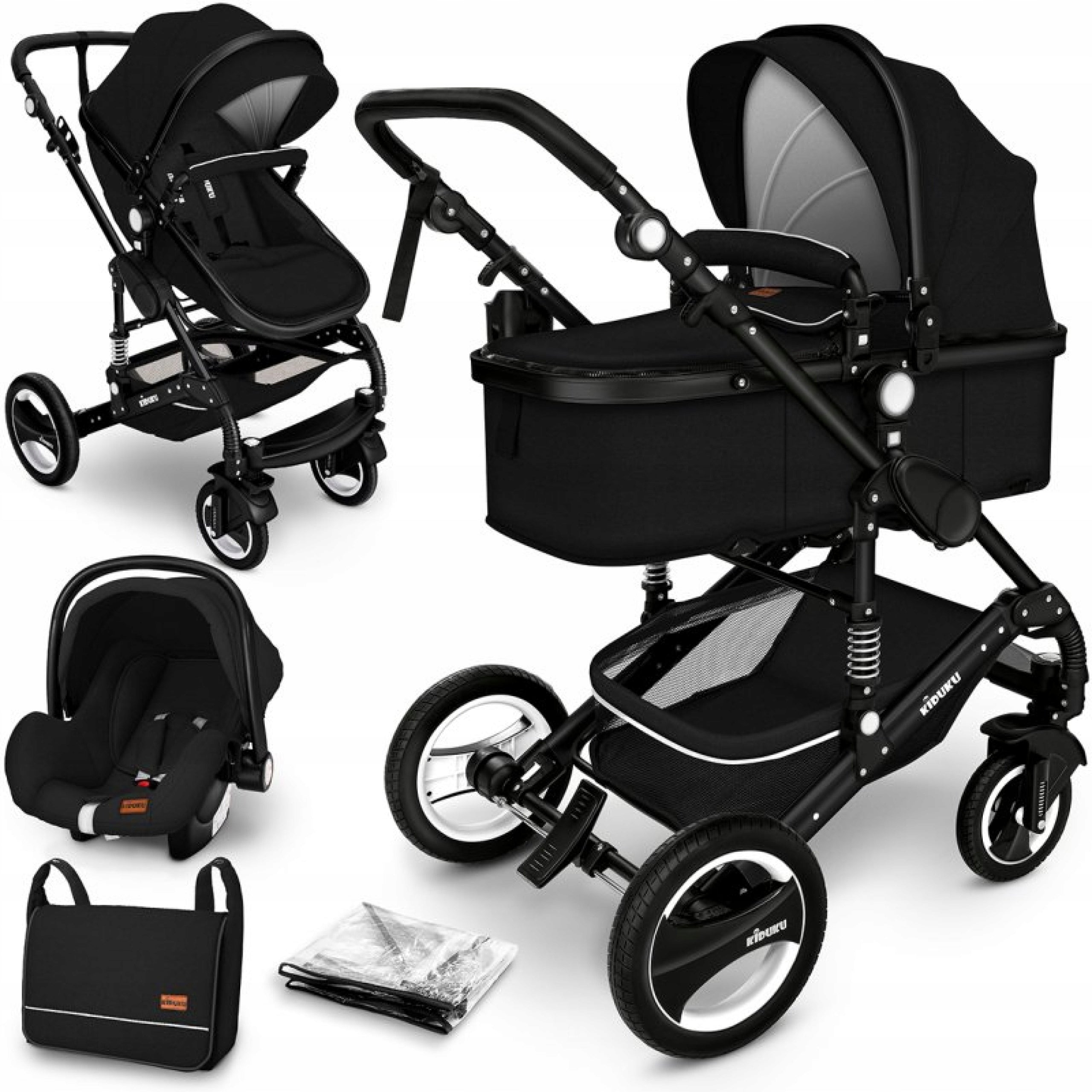 Multifunctional stroller 3in1 Black Kiduku gondola, stroller, with car seat