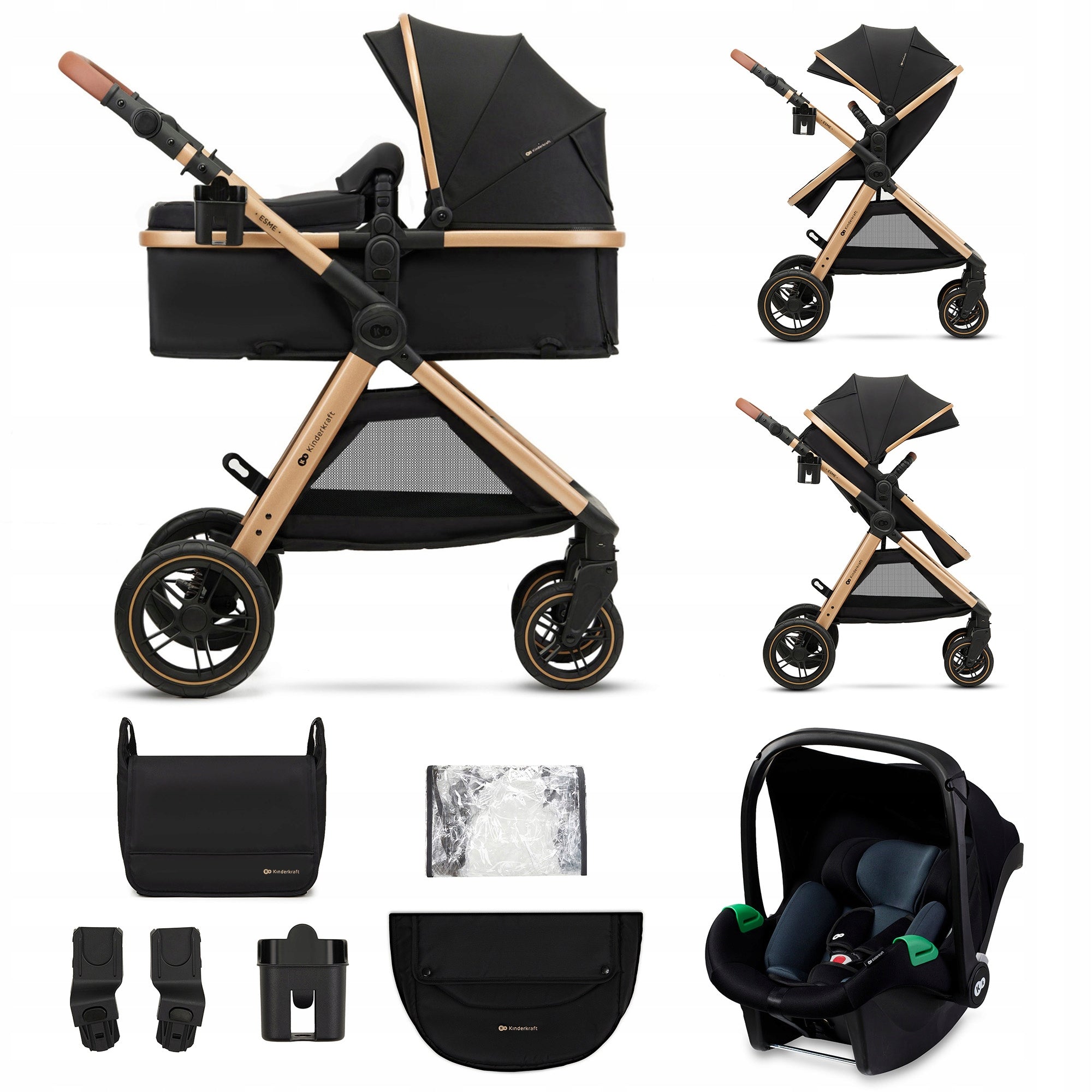 Multifunctional stroller 3in1 Kinderkraft ESME with MINK PRO seat