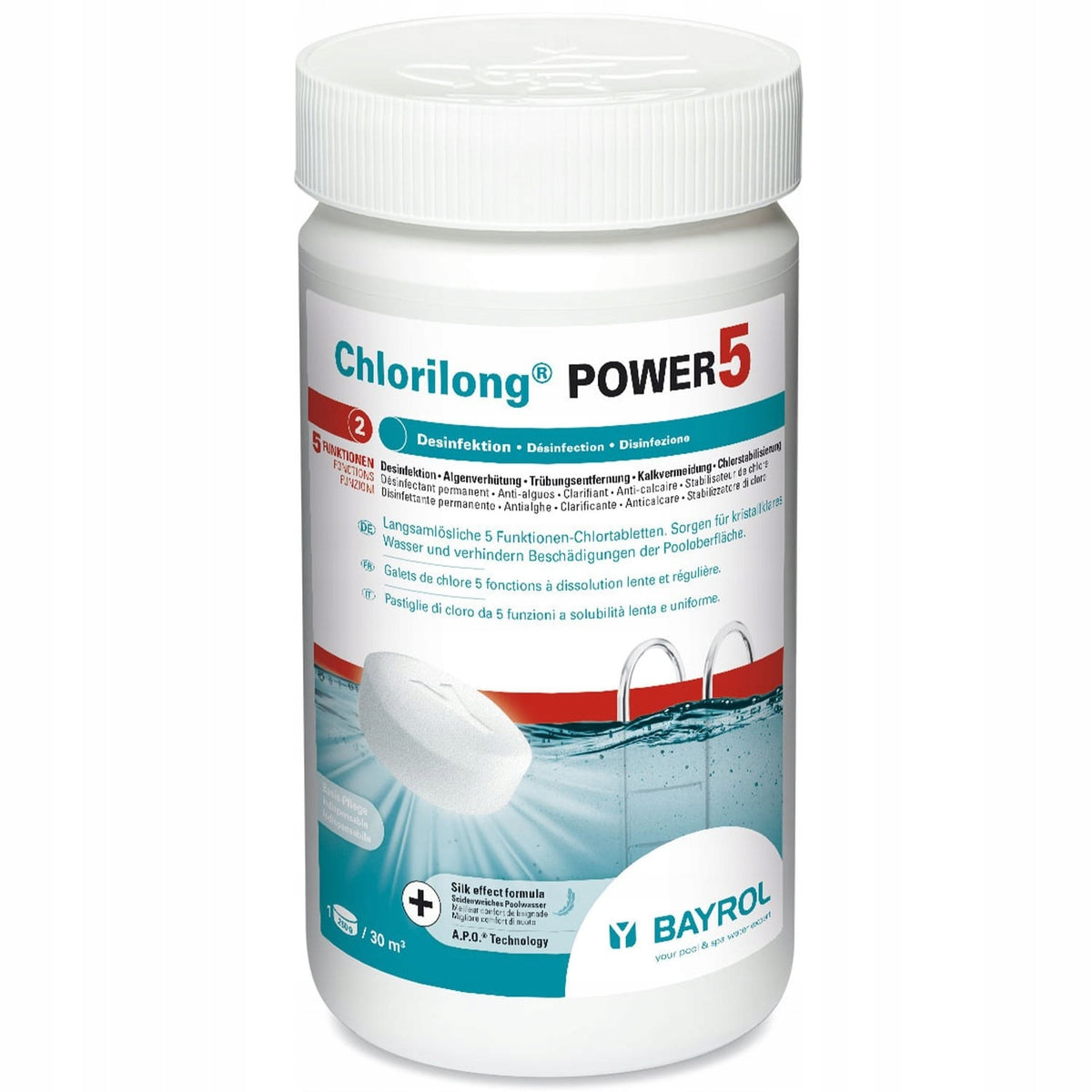 Multifunctional tablets for swimming pool CHLORILONG Packaging status original