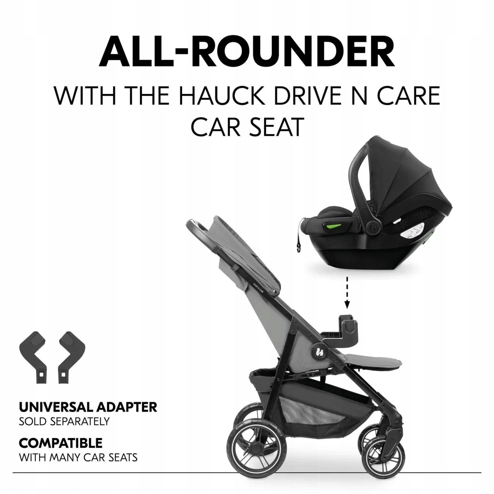 Multifunctional trolley 3IN1 HAUCK SHOP N CARE TRIO SET GREY UV 50+ Brand Hauck