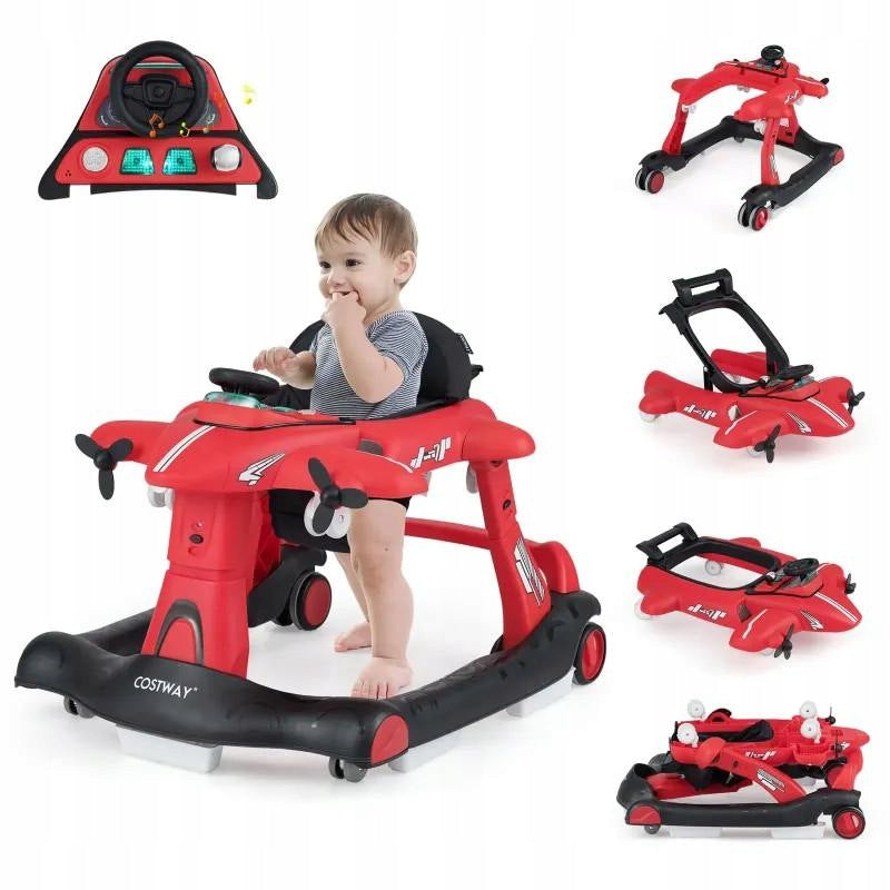 Multifunctional walker 6 in 1 3-degree height adjustment red