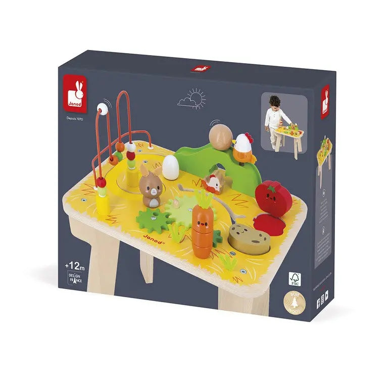 Multifunctional wooden educational table Farm 12m+ Janod Color multicolor