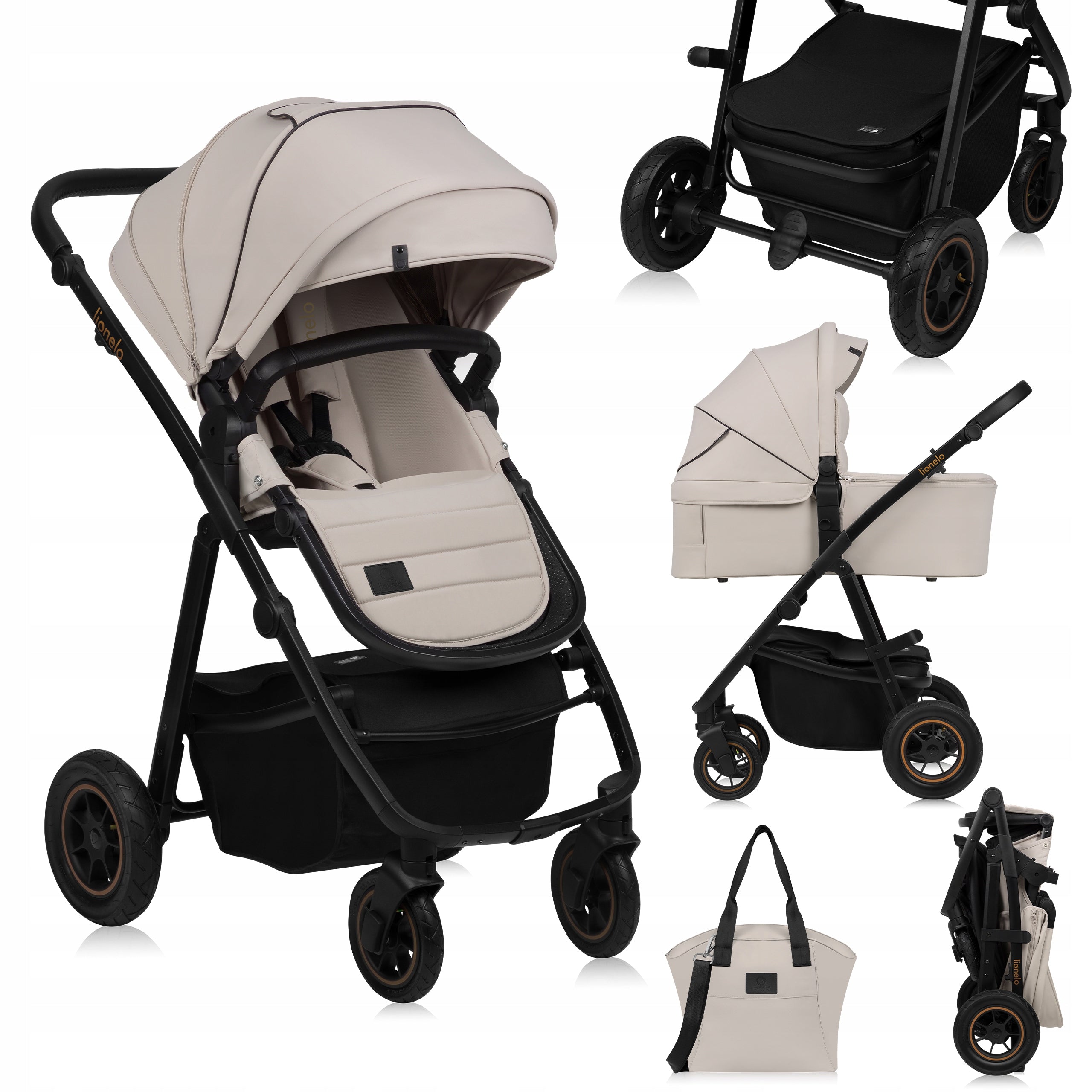Multifunkčný kočík 2v1 Lionelo LO-AMBER PLUS 2IN1 Beige Sand