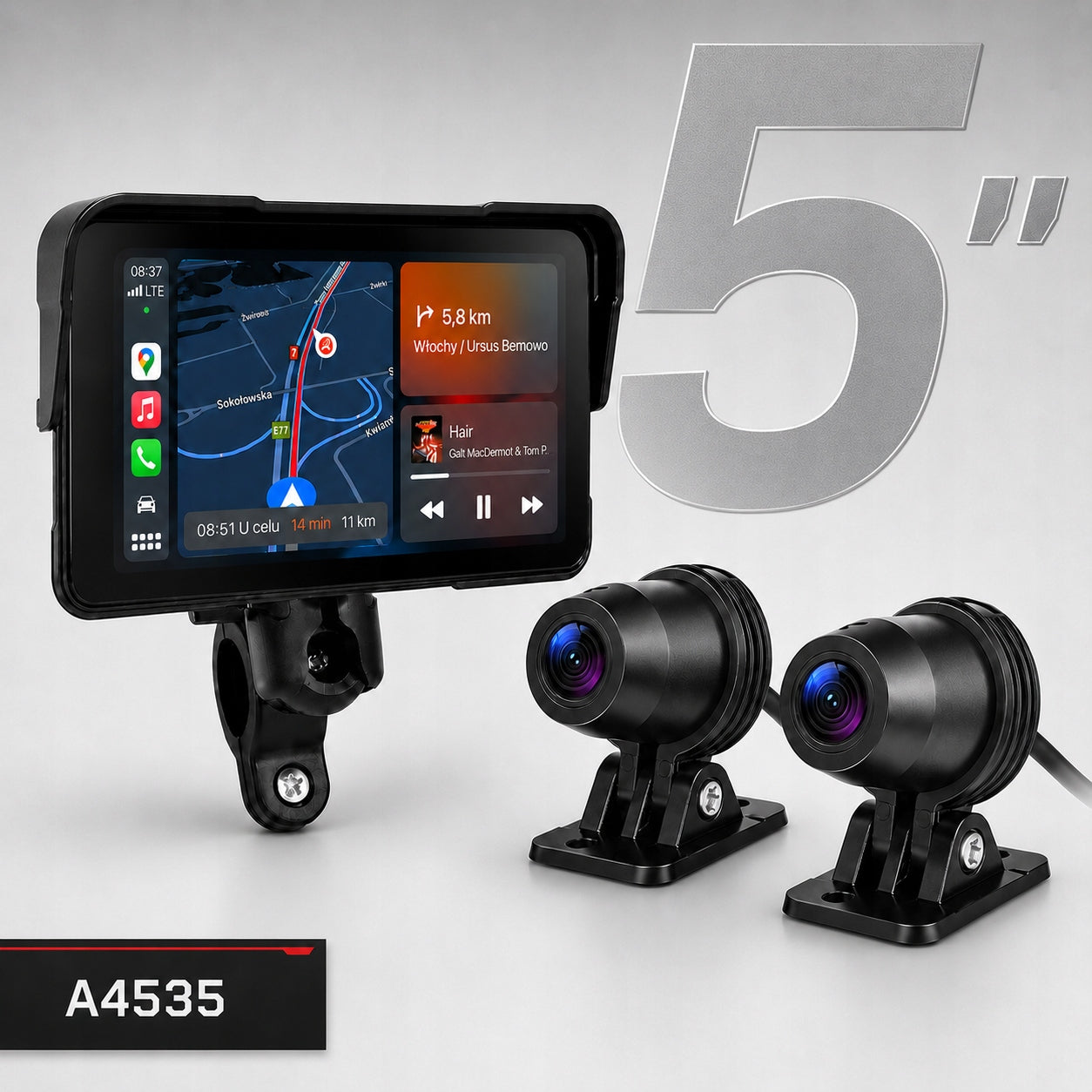 Multimedia Motorcycle Display Podofo A4535 5' | Cameras, Switch