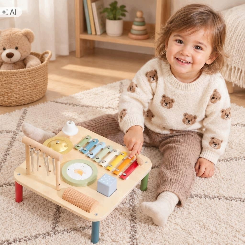 Music Table Wooden Educational Sensory 7in1 Instrument 18M+ Manufacturer code Edukacyjny Sensoryczny 7W1 Instrument 18M+