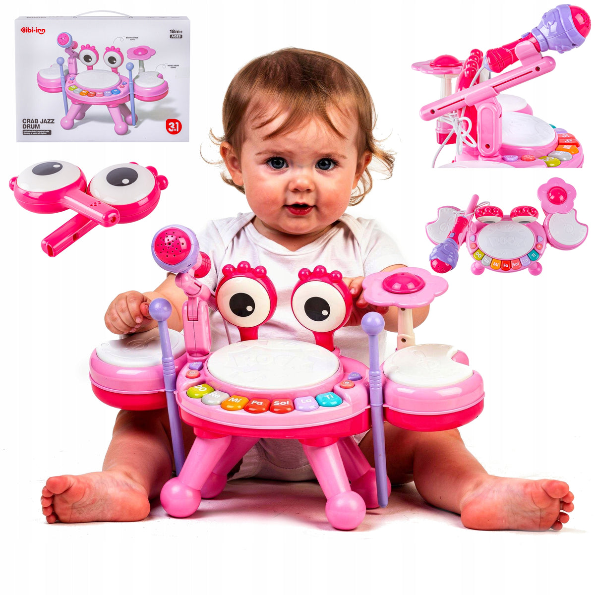 Musical Crab Piano Drum Microphone and Rattle Sensory Toy
