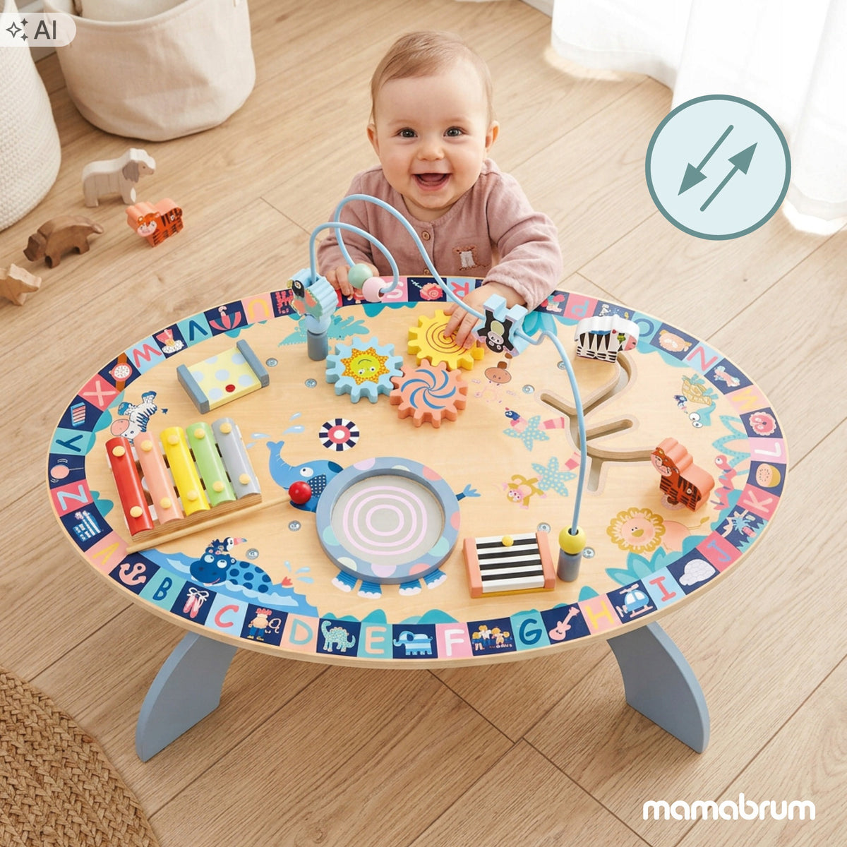 Musical Wood Table Interactive Sensory MONTESSORI Educational 7in1 Manufacturer code MAM17 MULTI TOY