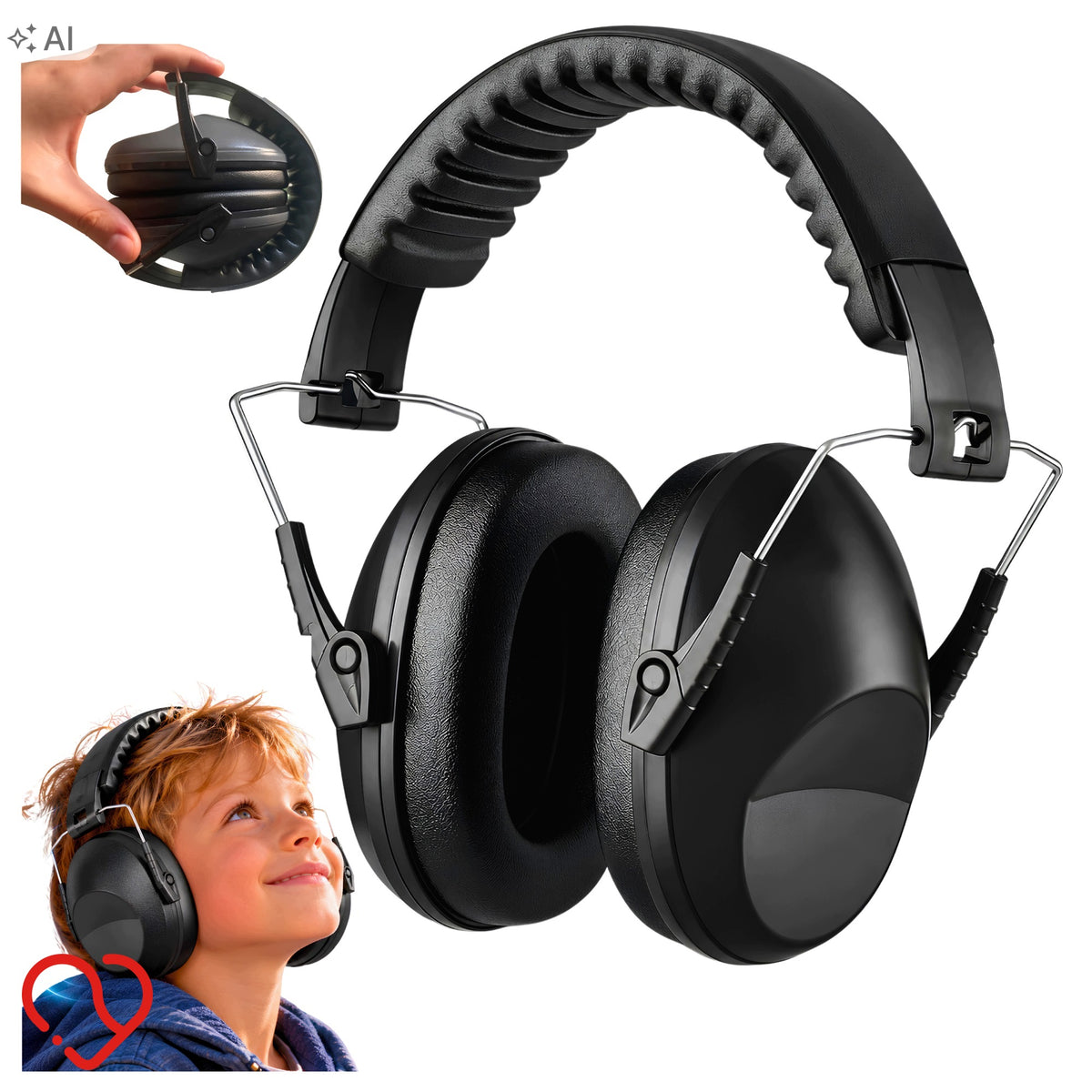 Mute Headphones for Children with Autism Auditory Hypersensitivity Black