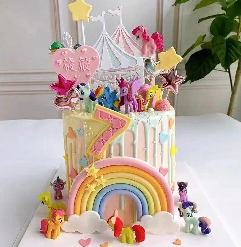 My Little 12 Pcs Pony Ponies with Fairy Tale Set Figurines Rarity Cake Figurines Brand no brand