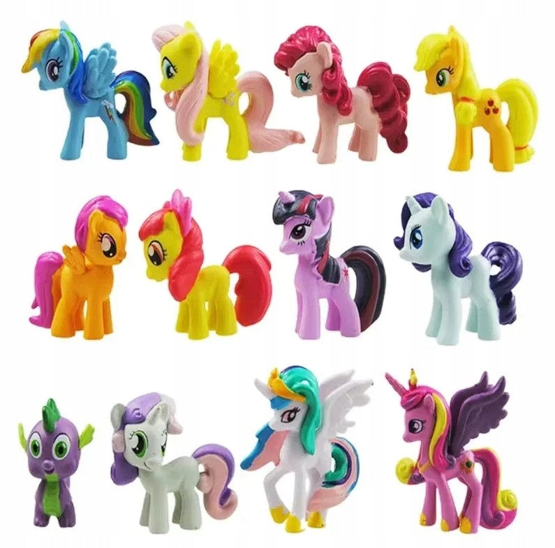 My Little 12 Pcs Pony Ponies with Fairy Tale Set Figurines Rarity Cake Figurines