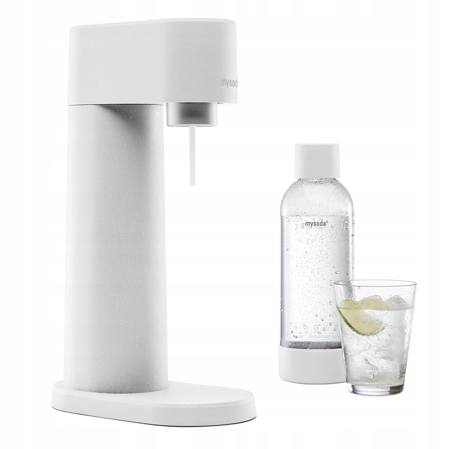 MySoda Woody Water Saturator + 2x SodaTaste Cartridge Bottle 1L White Brand My Soda
