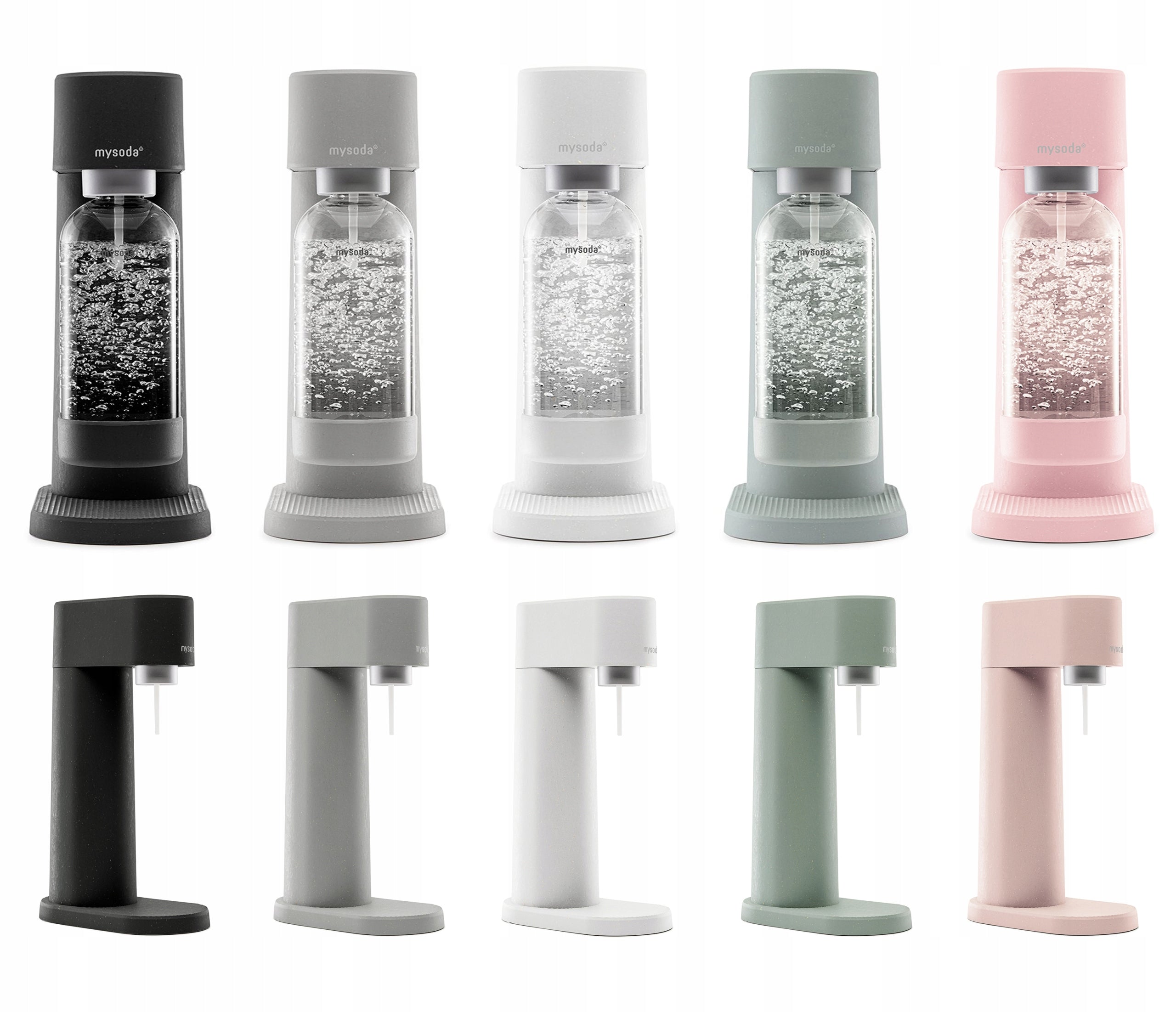 MySoda Woody Water Saturator + 2x SodaTaste Cartridge Bottle 1L White Packaging status original