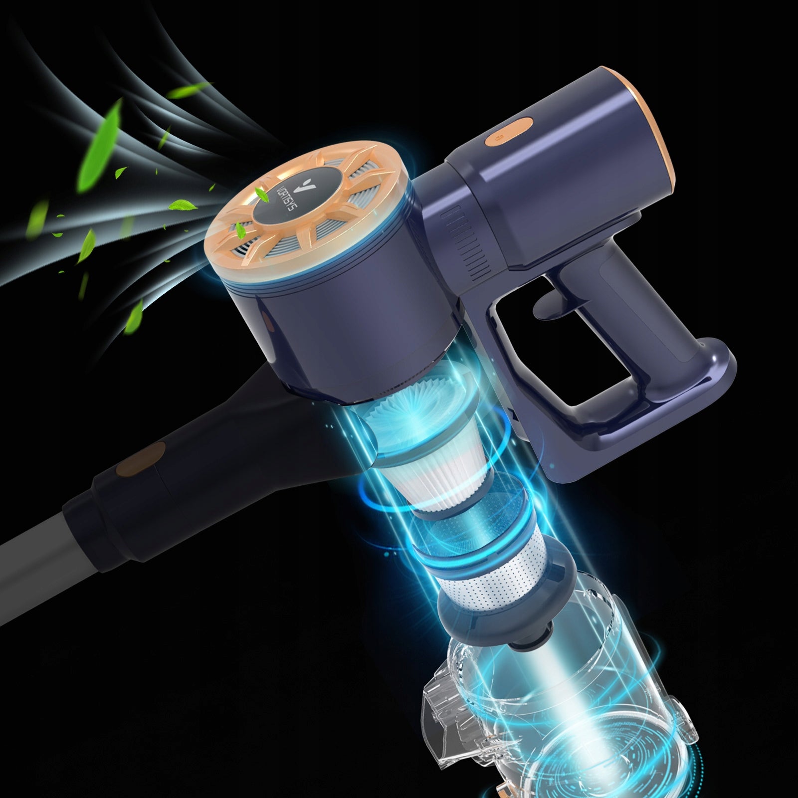N9 Cordless vacuum cleaner Powerful 350W 50000Pa 55mins HEPA × 3 Dominant color blue