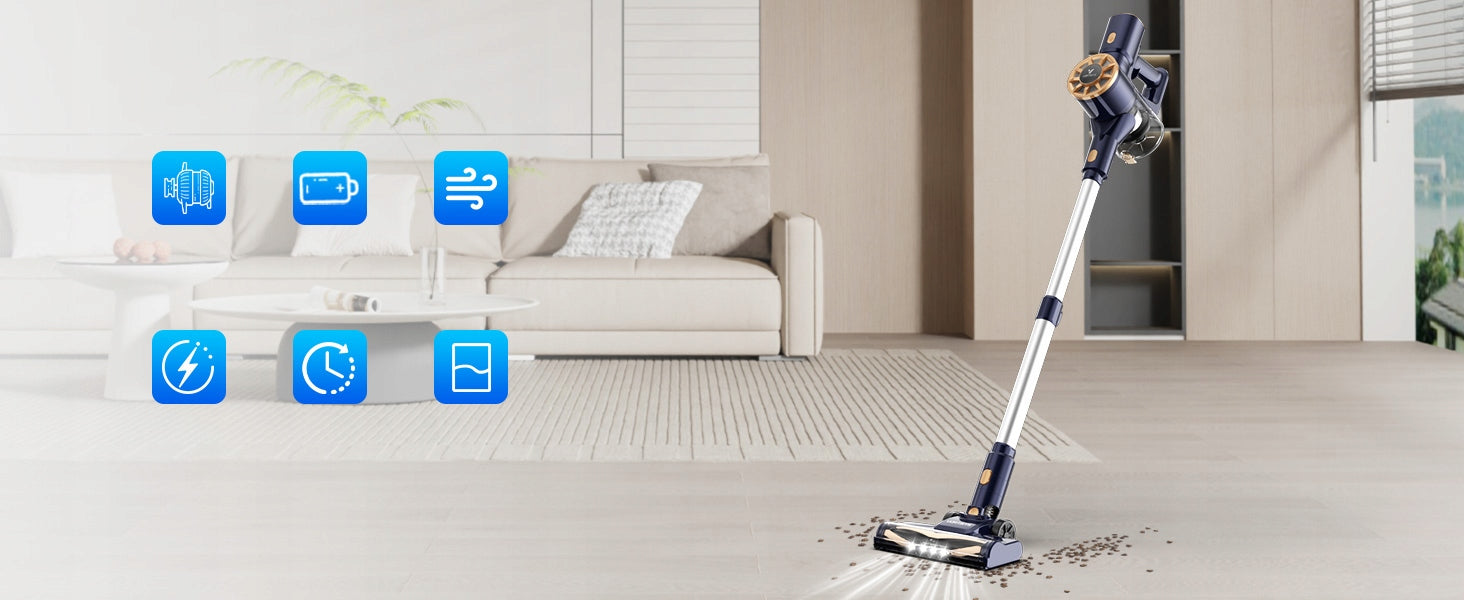 N9 Cordless vacuum cleaner Powerful 350W 50000Pa 55mins HEPA × 3 Power 350 W