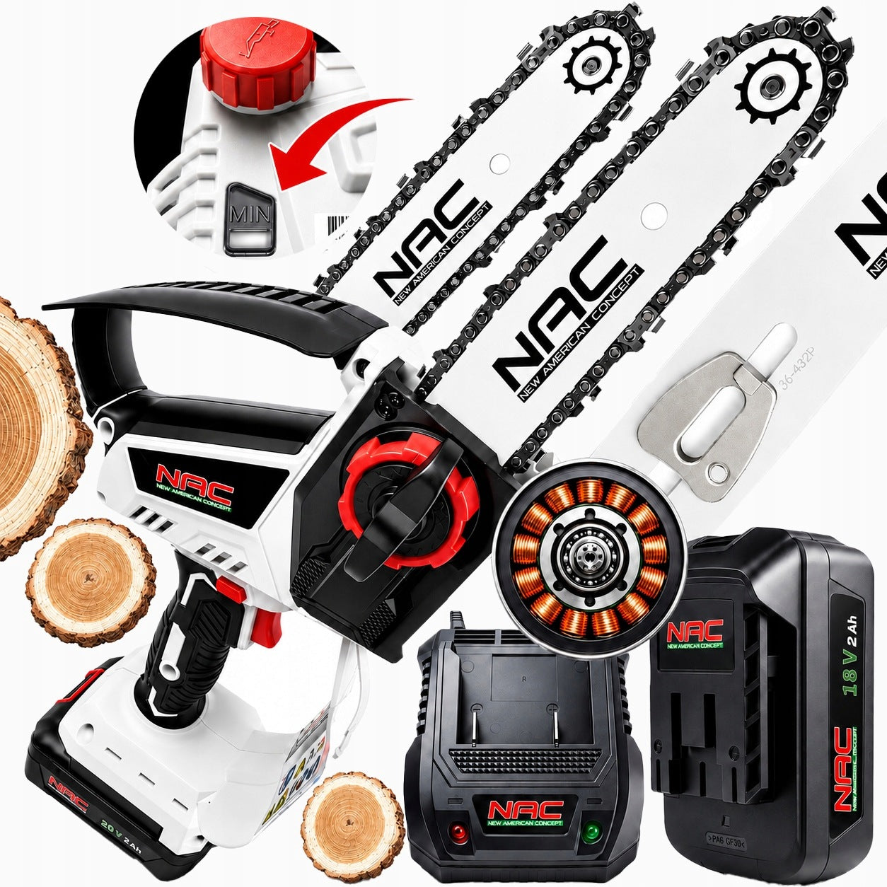NAC CORDLESS SAW CHAINSAW WOOD GUIDE CHAIN 18V 2AH