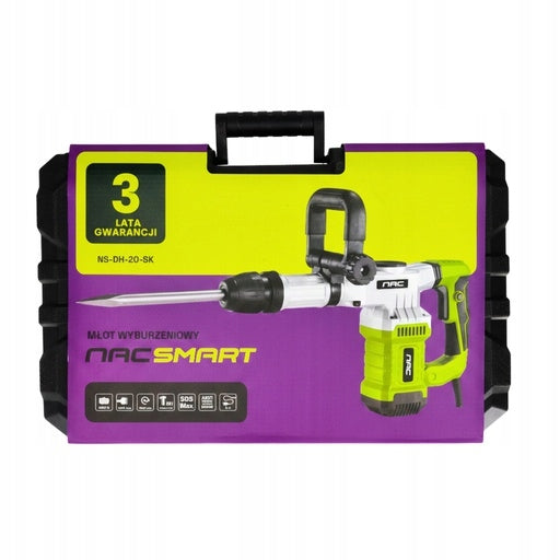 NAC SMART DEMOLITION HAMMER IN CASE 20J 1300W SDS MAX CHISEL ADJUSTMENT Packaging status original