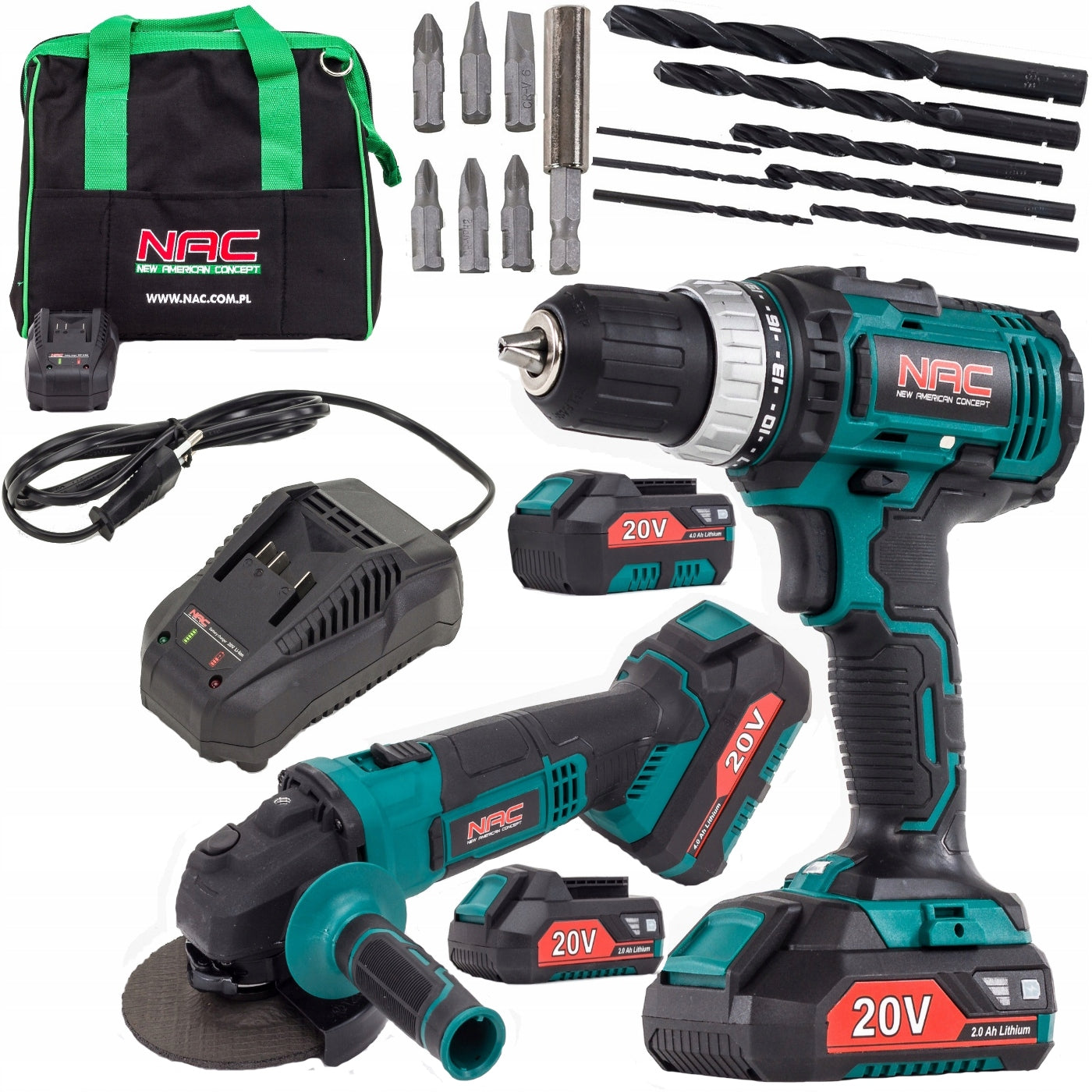NAC Tool set screwdriver + angle grinder 20V CDB-AGE-LI-20V