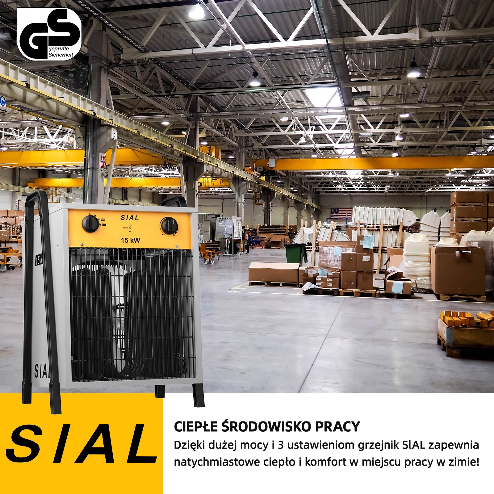 NAGRZEWNICA ELEKTRYCZNA GRZEJNIK FARELKA MOCNA DMUCHAWA Z TERMOSTATEM 15kW Manufacturer code DAX-DA15SL-DRG00062