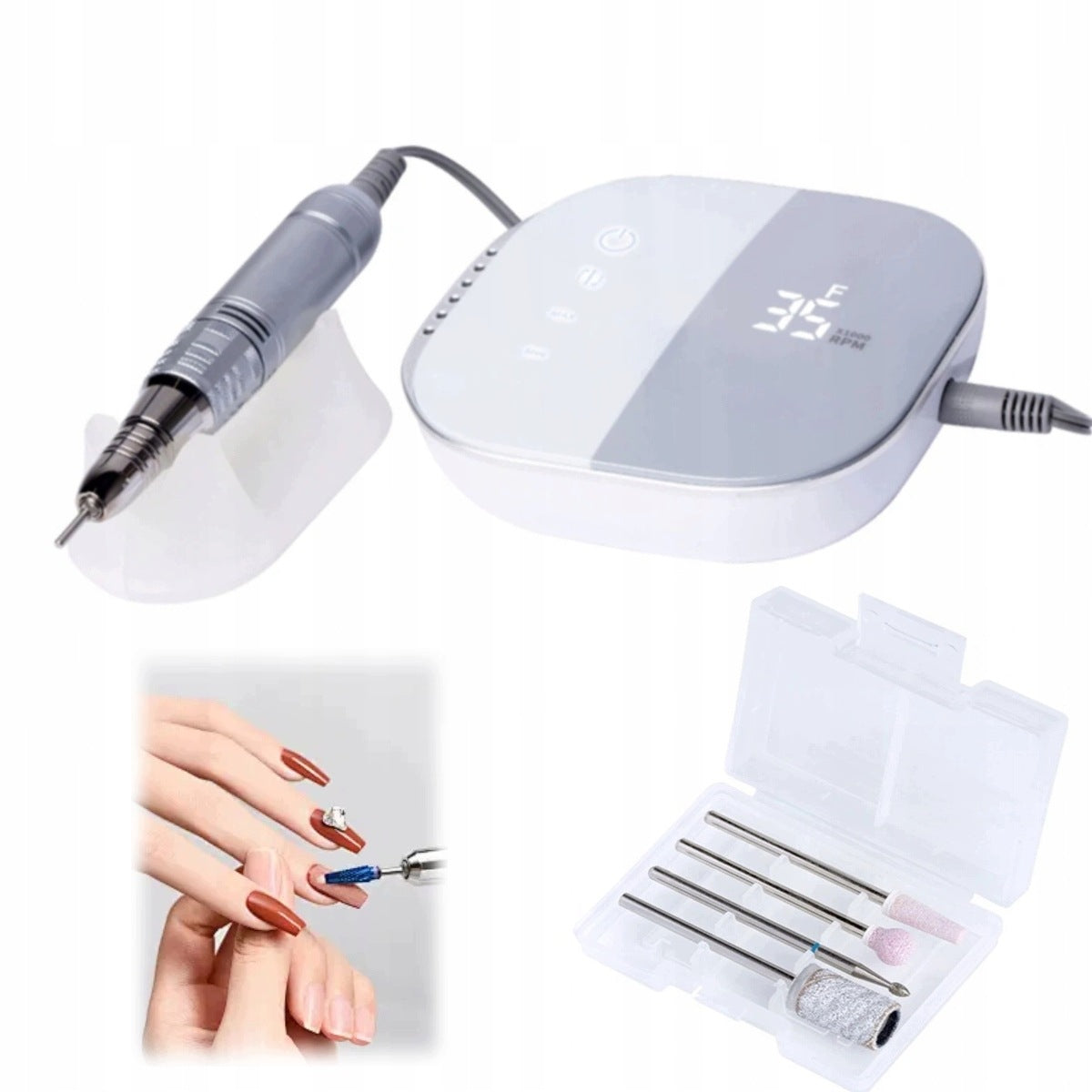 NAIL MILLING MACHINE MANICURE AND PEDICURE STRONG 21W, white Medical device no