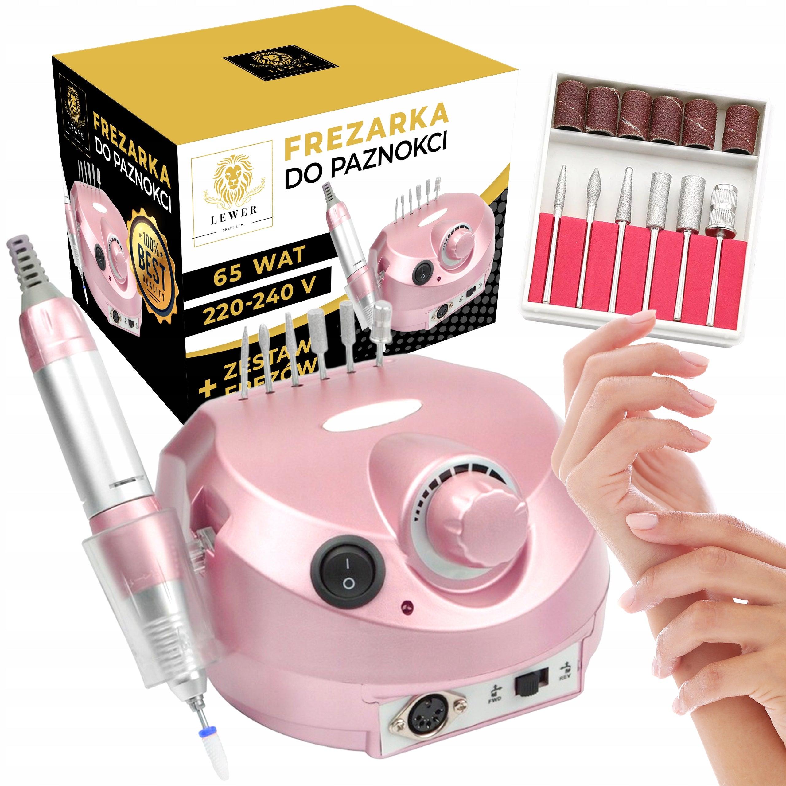 NAIL MILLING MACHINE MANICURE PEDICURE 65W PROFESSIONAL STRONG SET OF cutters