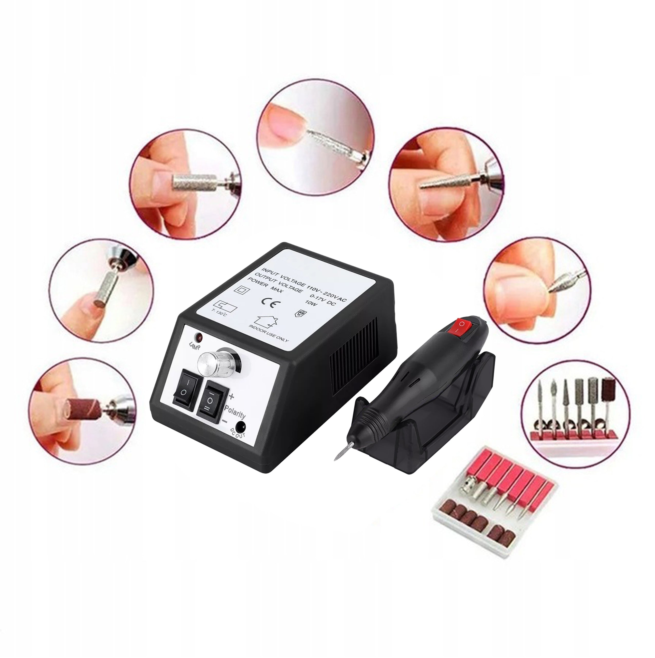 NAIL MILLING MACHINE MANICURE PEDICURE PROFESSIONAL SET OF CUTTERS POWER 20W EAN (GTIN) 5906700045837