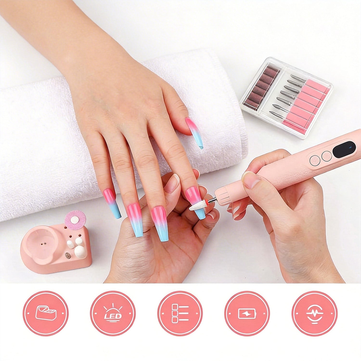 NAIL MILLING MACHINE MANICURE PEDICURE SET FOR MAKING USB + 12 CUTTERS Manufacturer code 4896022072233