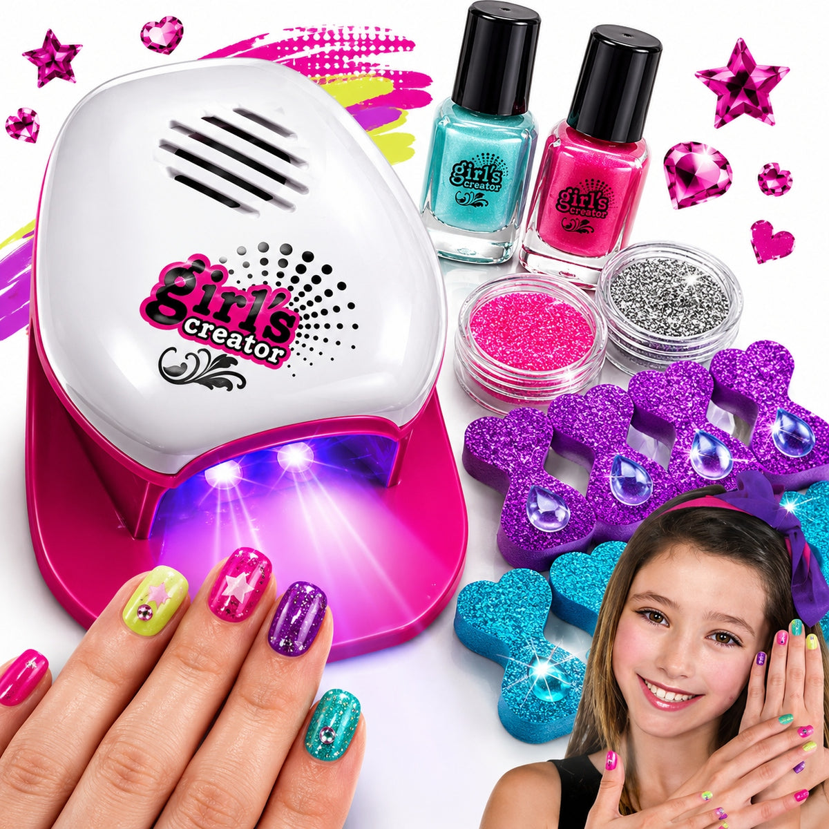 NAIL PAINTING SET SPA LAMP DRYER VARNISHES GLITTER FOR GIFT