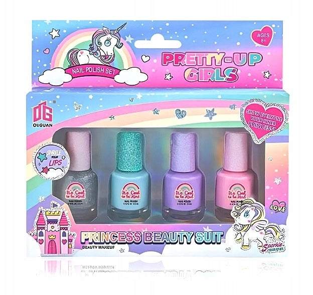NAIL POLISHES GLITTER COLORS MANICURE PEEL OFF SET Kind makeup