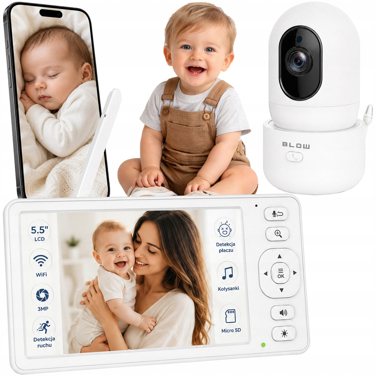NANNY ELECTRONIC WIFI CAMERA MONITOR LCD HD LIVE NIGHT MODE ROTATING