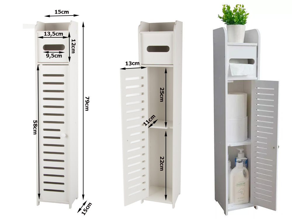 NARROW BATHROOM CABINET STANDING WHITE 80 CM FOR PAPER CHEST OF DRAWERS BOOKCASE POST Brand Verk Group