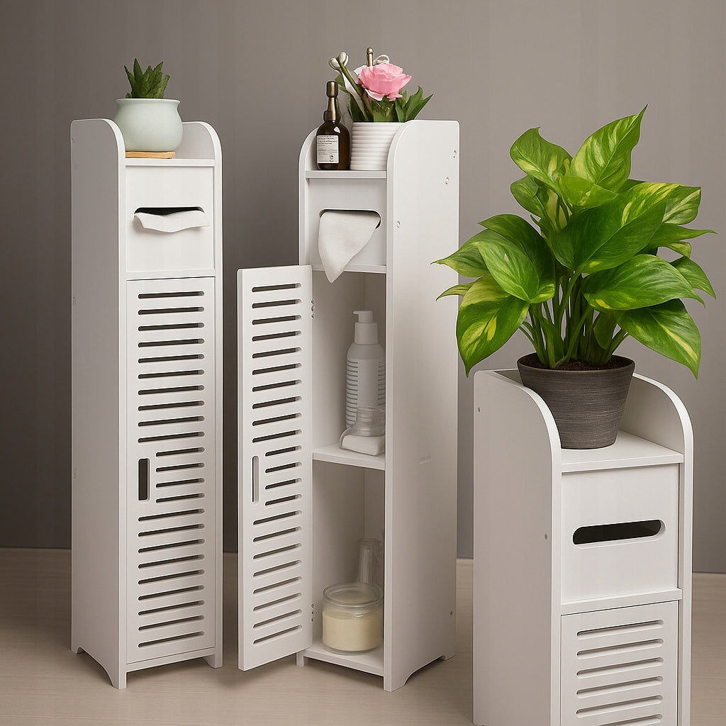 NARROW BATHROOM CABINET STANDING WHITE 80 CM FOR PAPER CHEST OF DRAWERS BOOKCASE POST Manufacturer code 01970