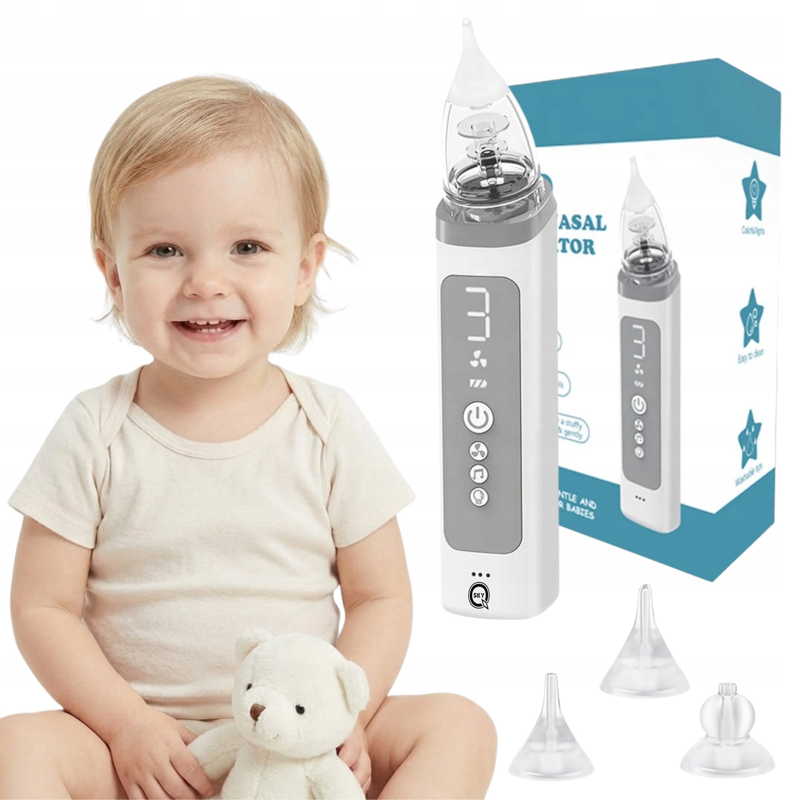 NASAL ASPIRATOR FOR ADULT CHILDREN ELECTRIC QUIET STRONG QATAR QSKY Packaging status original