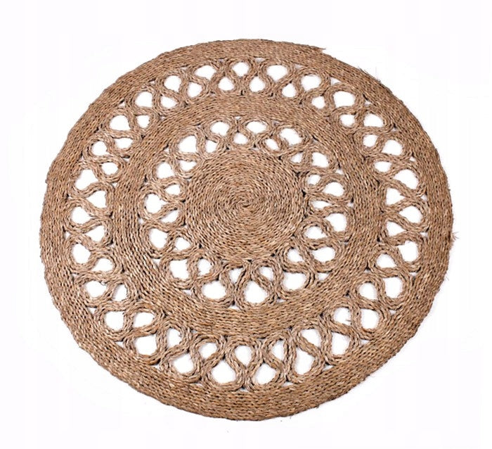 NATURAL ROUND SEAGRASS FLOOR MAT CARPET BOHO 90 cm