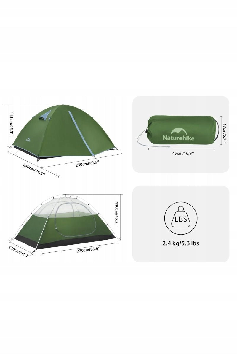 NATUREHIKE Tourist tent Bleik 2 pers. Type A CNK2550WS038 green Packaging status original
