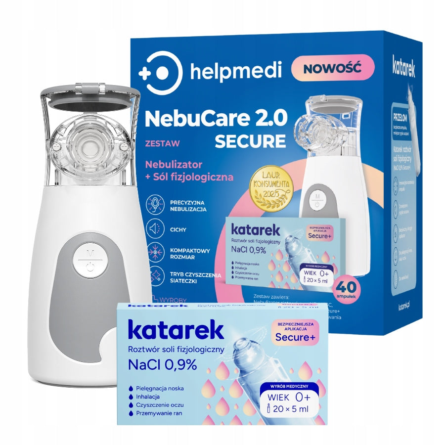 NEBUCARE SECURE 2.0 MESH NEBULIZER INHALER + SALT FOR RUNNY NOSE Packaging status original