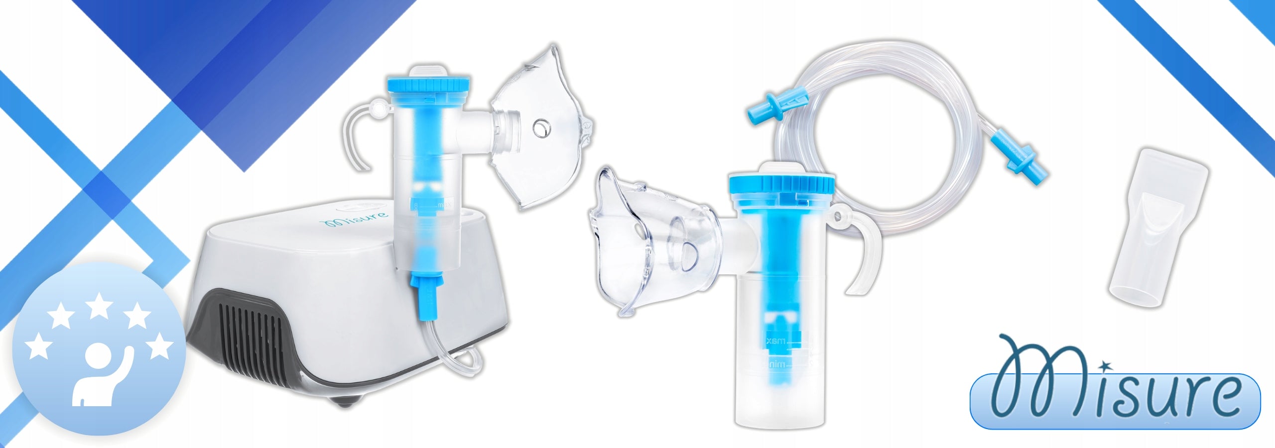 NEBULISER INHALER FOR ADULTS AND CHILDREN MISURE PISTON + 2 MASKS CASE Medical device yes