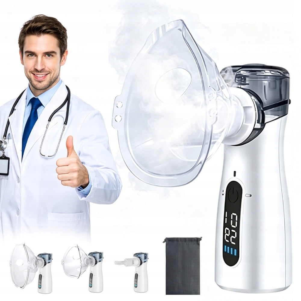 NEBULISER INHALER FOR CHILDREN AND ADULTS - PORTABLE FOR SILENT BATTERY Product weight with unit packaging 0.26 kg