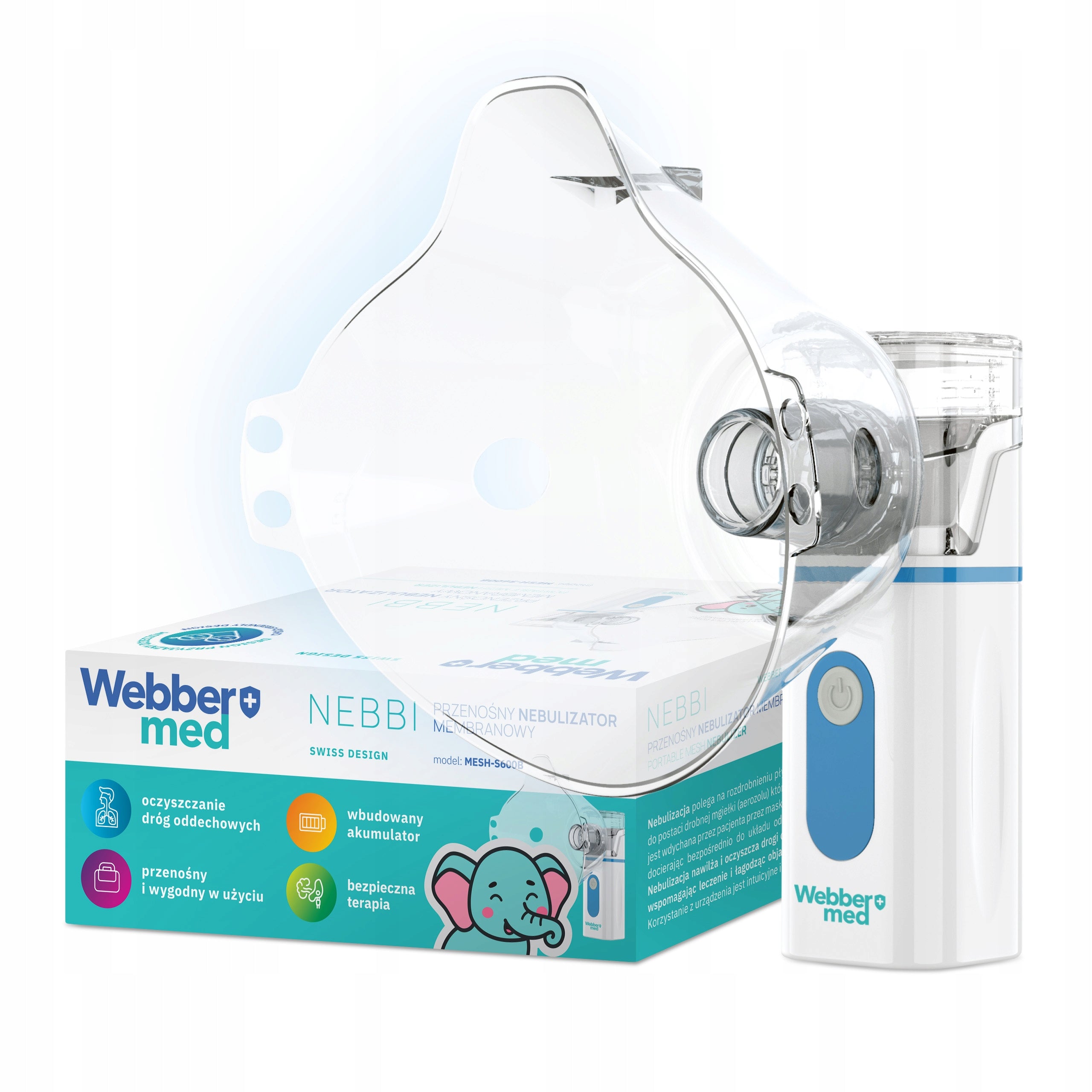 NEBULIZER INHALER For Children and ADULTS -PORTABLE for Rechargeable Silent Battery Packaging status original