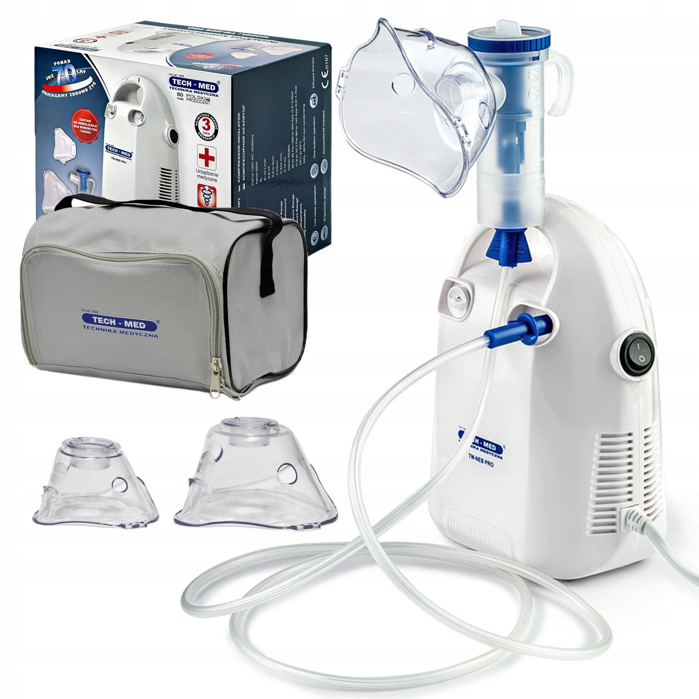 NEBULIZER INHALER for children and adults PISTON silent 2 masks TECH-MED