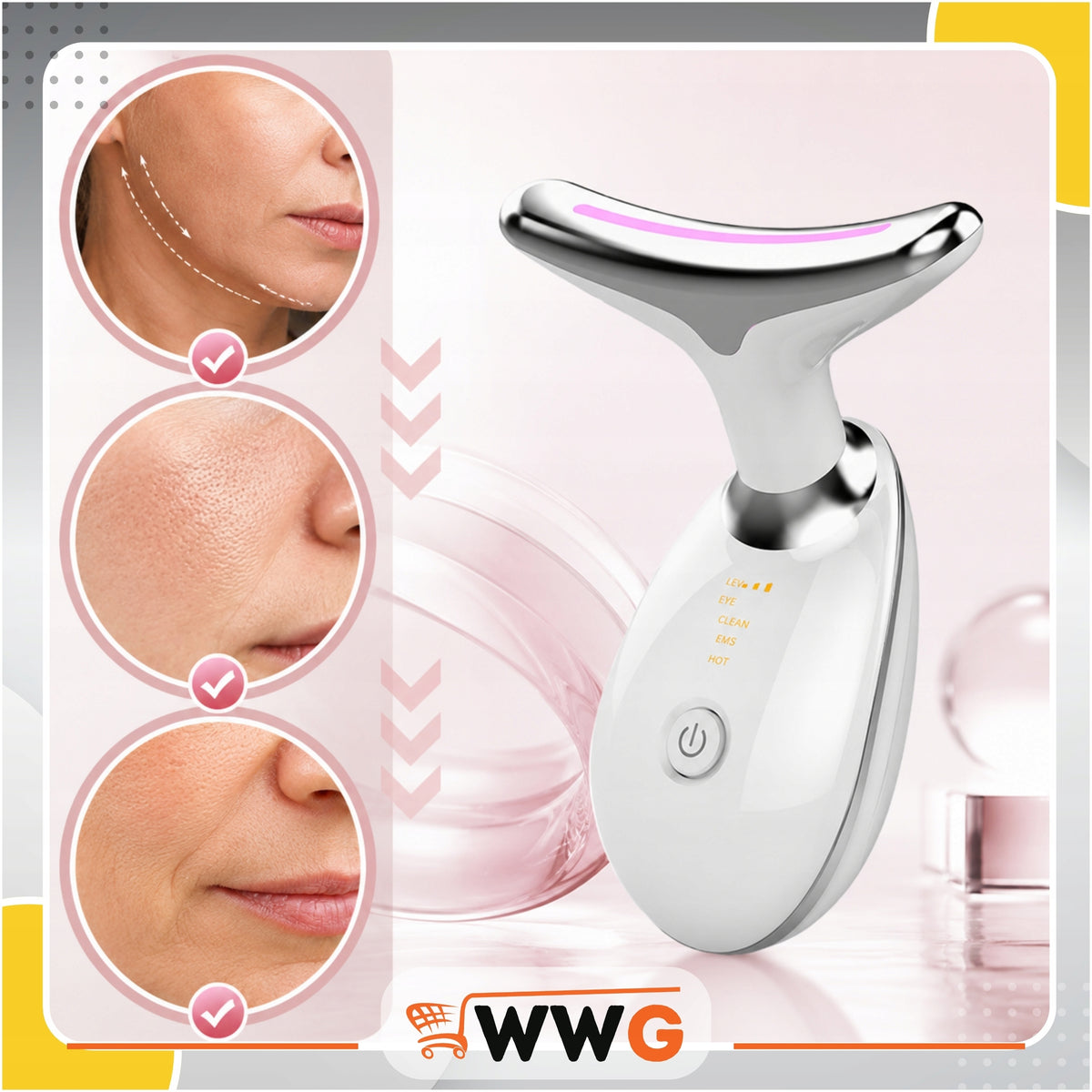 NECK FACE MASSAGER NEEDLELESS MESOTHERAPY LED USB MASSAGE LIFTING GIFT Manufacturer code MASAŻER DO TWARZY EMS WWG POLAND USB