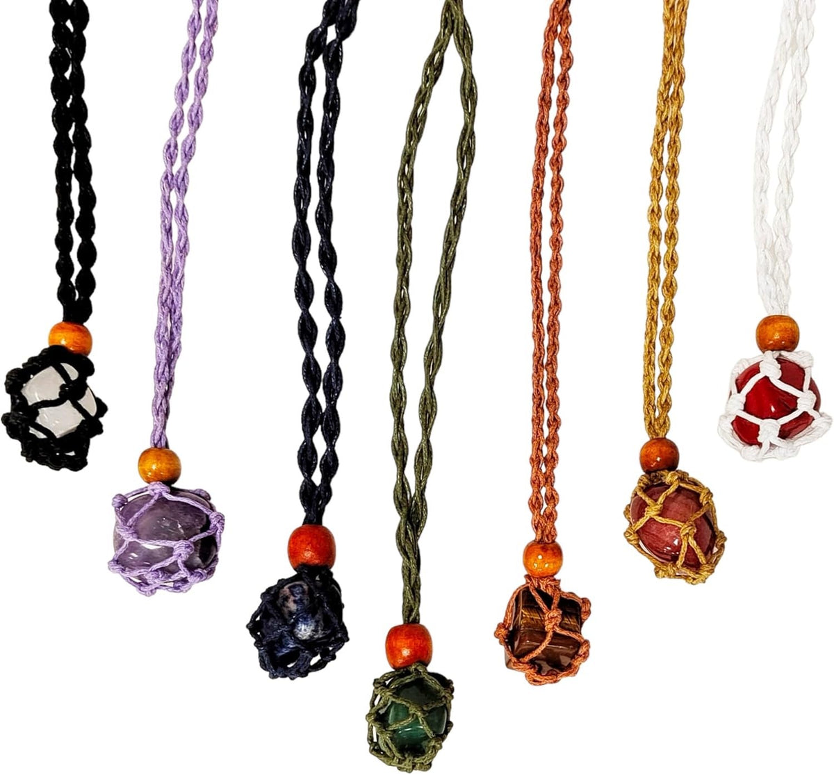 NECKLACE 7 STONES CHAKRA CRYSTALS NATURAL MEDITATION ENERGY