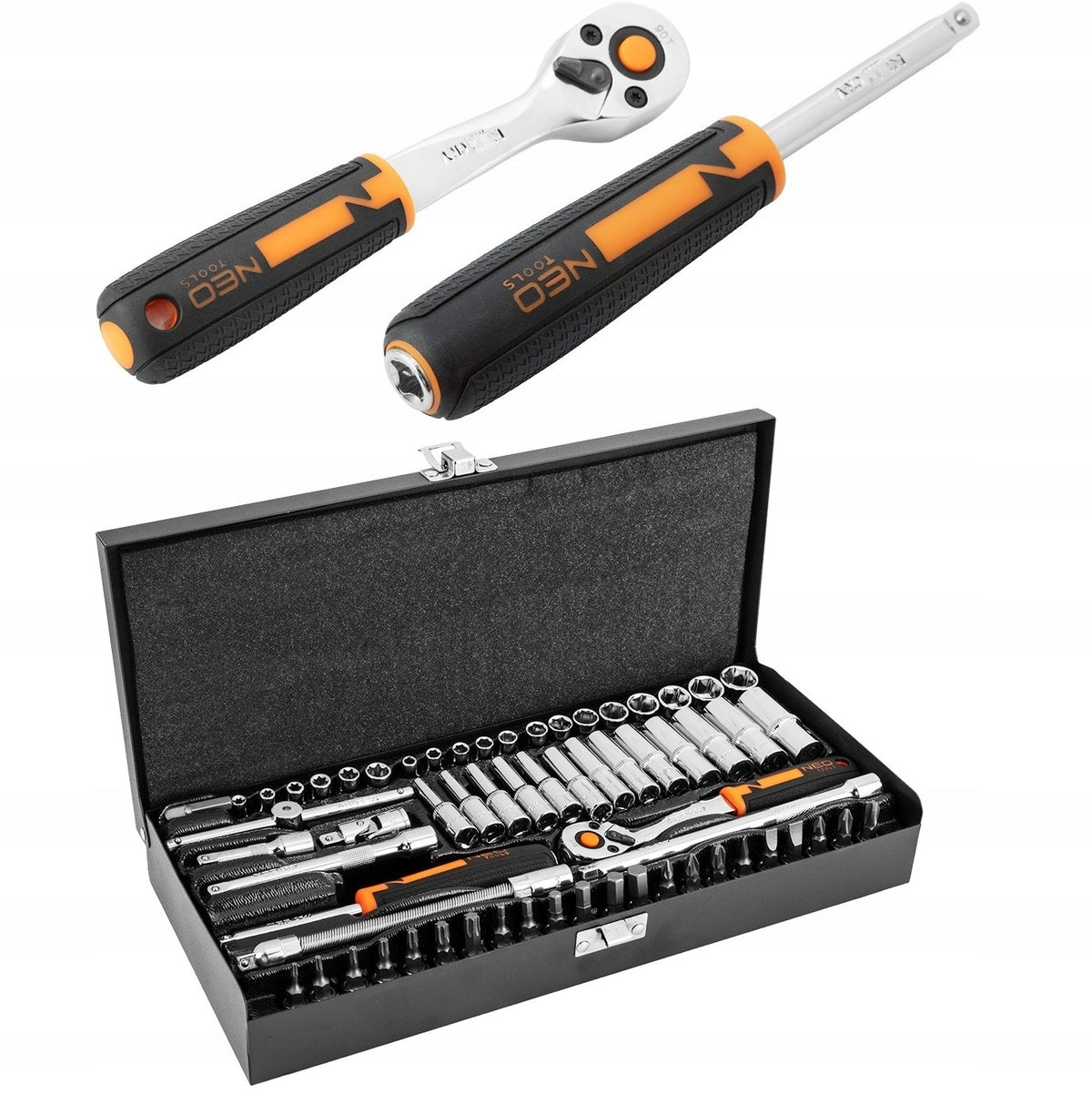 NEO 10-008 Socket wrenches 1/4'' 63 pcs