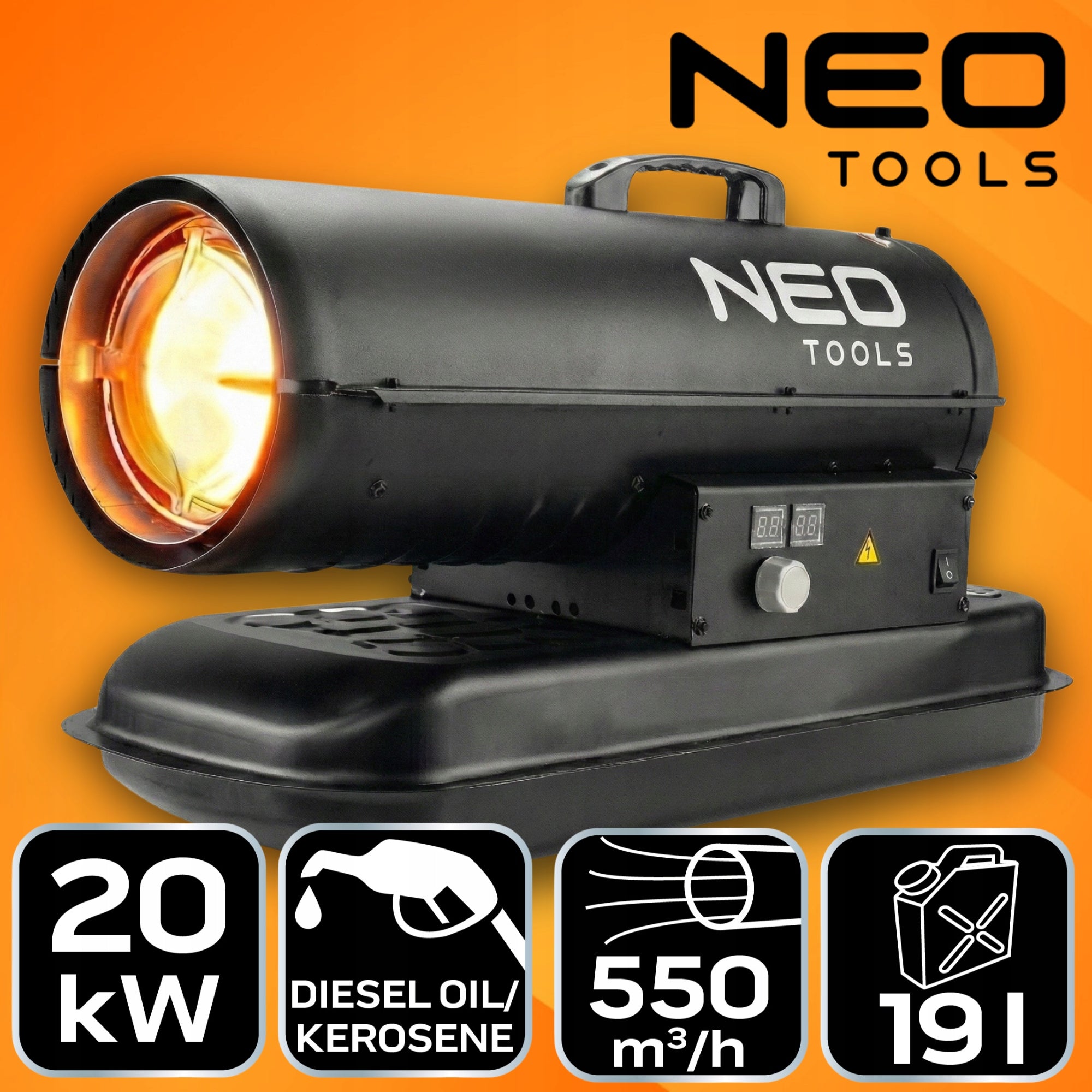NEO COMBUSTION OIL HEATER 20kW THERMOSTAT REGULATION OIL HEATER Manufacturer code 90-080