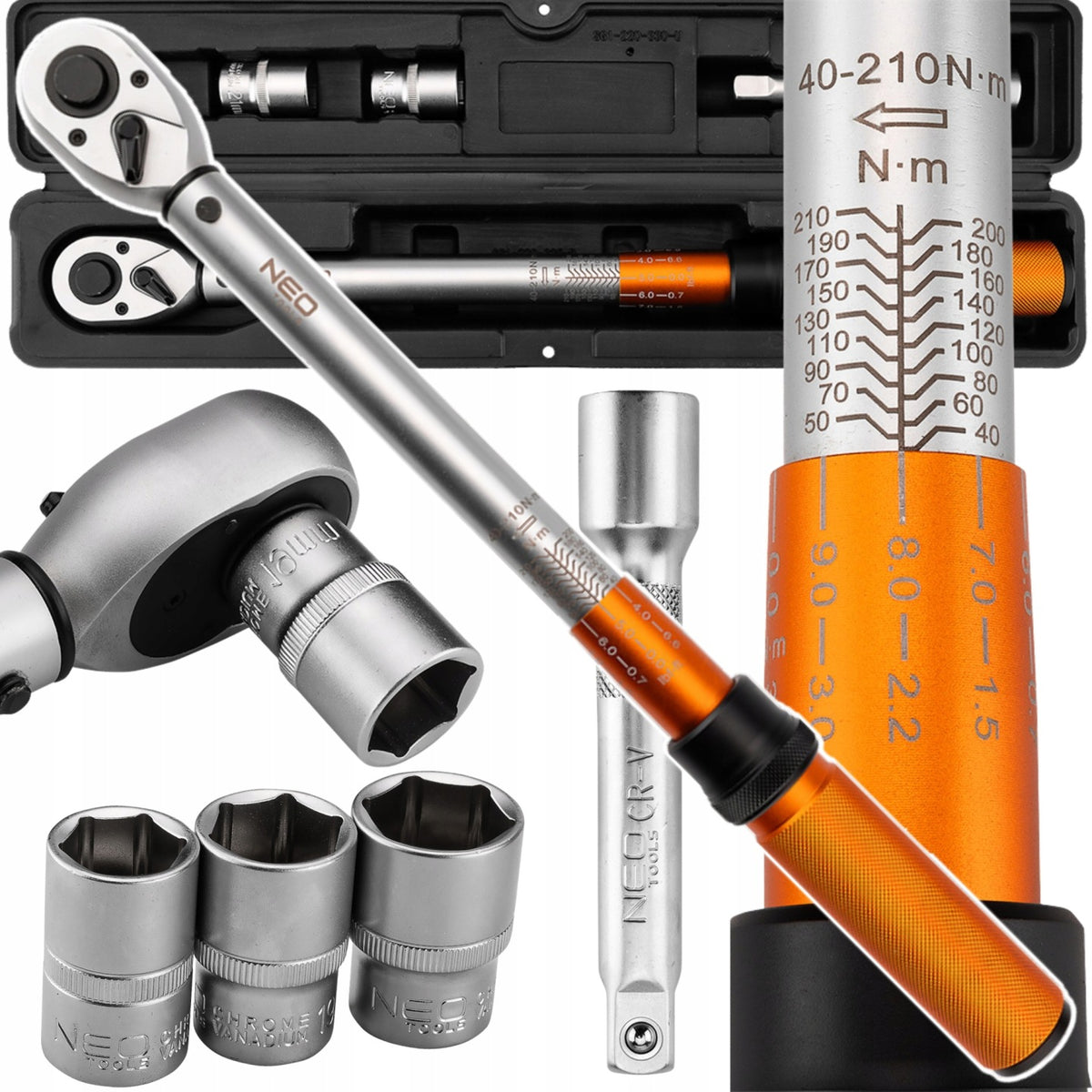 NEO SET OF 3 TORQUE WRENCHES RANGE 5 - 350 NM EXTENSION CAP Manufacturer code 388164241