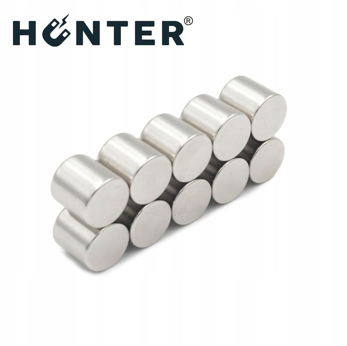 NEODYMIUM CYLINDRICAL MAGNET 10x10 mm STRONG, round, disc, HUNTER - 10 PCS Brand Hunter