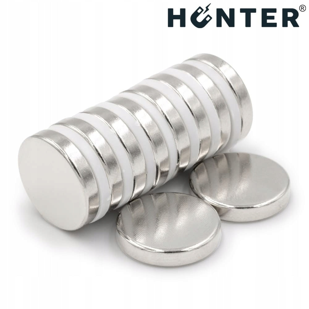 NEODYMIUM CYLINDRICAL MAGNET 15x3 mm STRONG, round, disc, HUNTER - 10 PCS Number of pieces on offer 10 szt.
