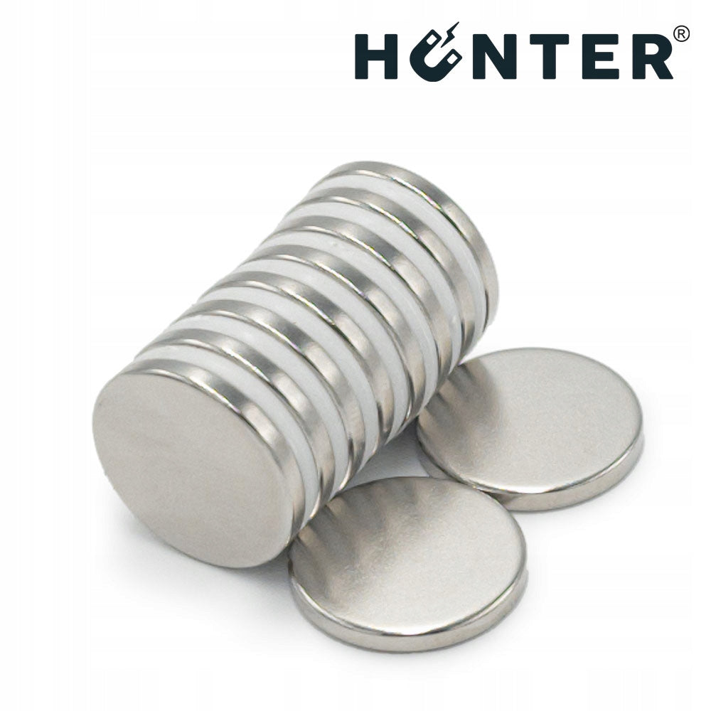 NEODYMIUM CYLINDRICAL MAGNET 20x2.5mm STRONG, round, puck, HUNTER - 10 PCS Brand Hunter