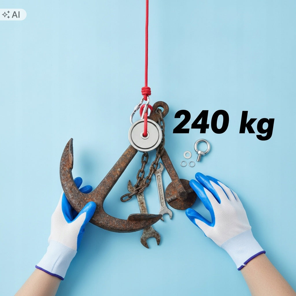 NEODYMIUM MAGNET 240KG FOR SEARCHING SET WITH ROPE 20M Number of pieces on offer 1 szt.