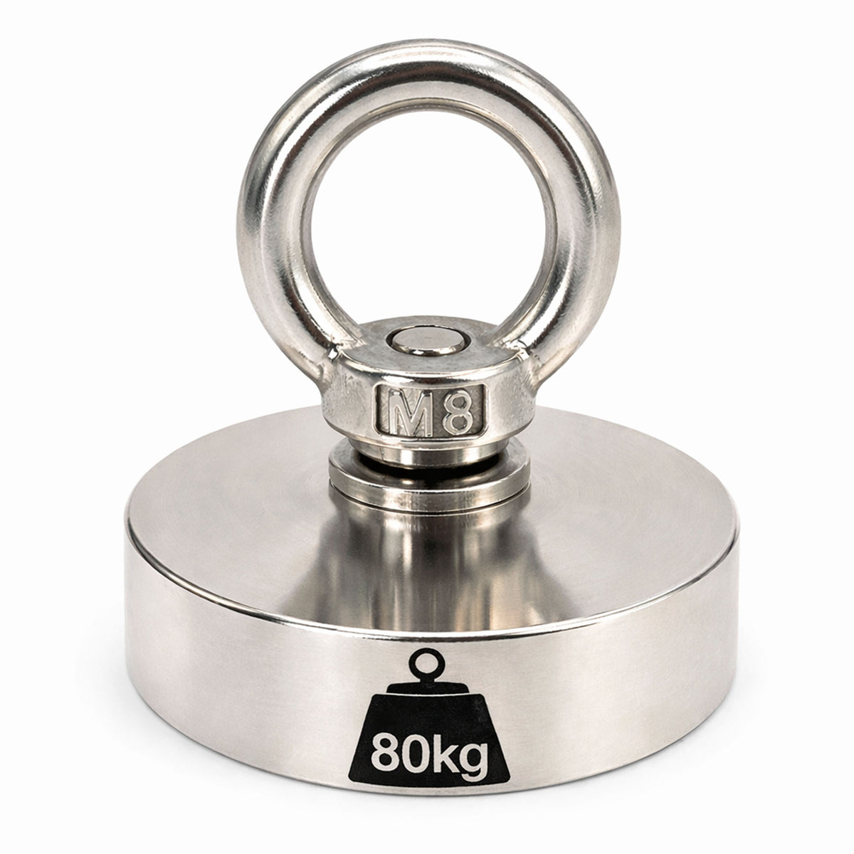 NEODYMIUM MAGNET 80kg Ø42 H9 mm | N52 handle 80 kg STRONG | with ear + ROPE Packaging status original